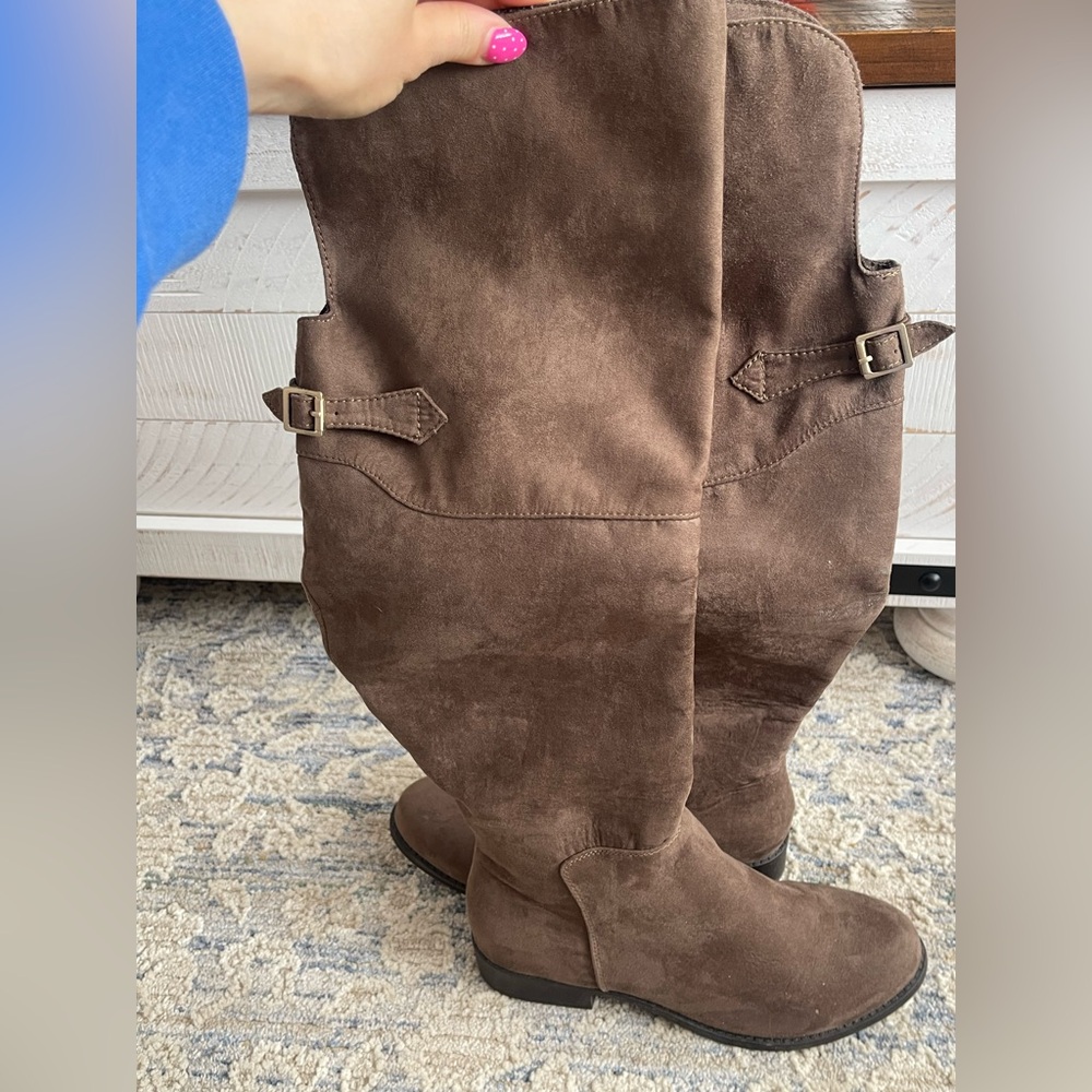 Brown Suede Over the Knee Women's Boots